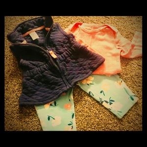 Navy vest with pink polka dot shirt & floral pants